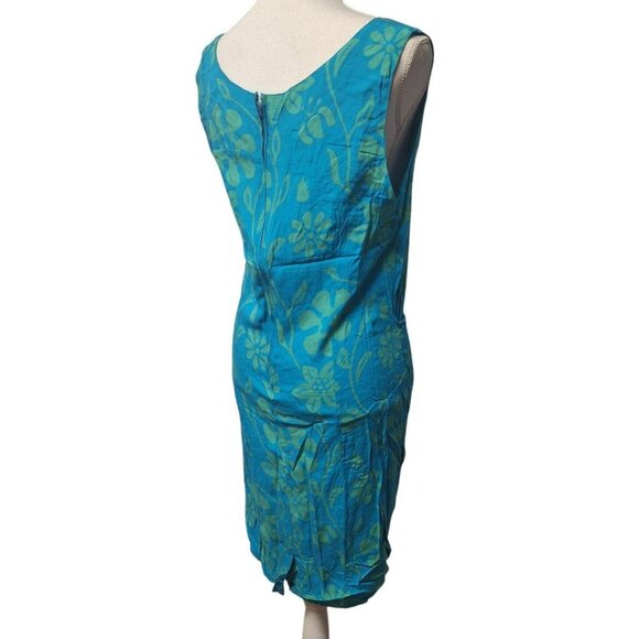 Santiki Wrap Skirt Dress Tie Blue Green Womens Large Tropical Vacation Summer - Picture 7 of 9